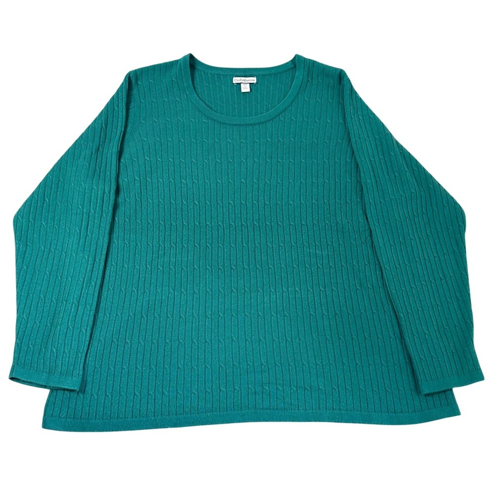 Croft and Barrow‎ Sweater Womens 3X Teal Cable Knit Long Sleeve Christmas